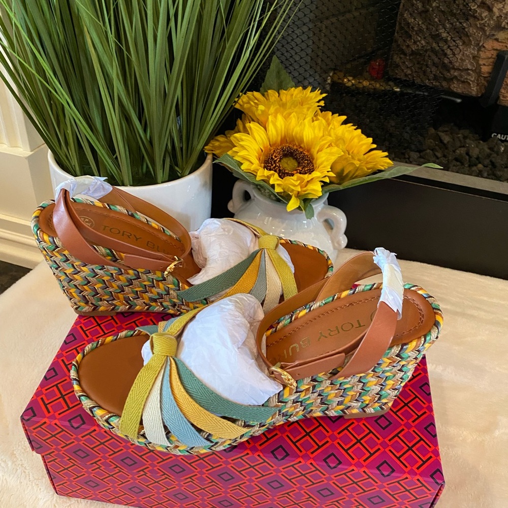 TORY BURCH MULTICOLORED WEDGE ESPADRILLE